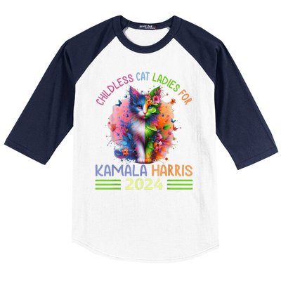 Childless Cat Ladies For Kamala Harris Baseball Sleeve Shirt