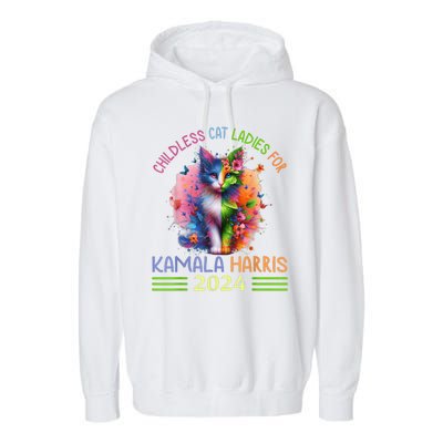 Childless Cat Ladies For Kamala Harris Garment-Dyed Fleece Hoodie