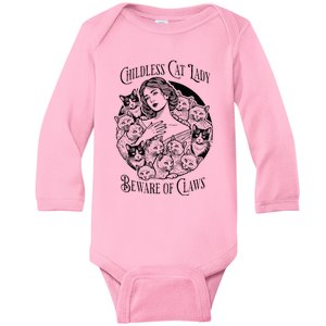 Childless Cat Lady Beware Of Claws Girl Madam Kamala Baby Long Sleeve Bodysuit