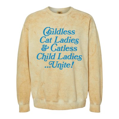 Childless Cat Ladies And Catless Child Ladies...Unite Kamala 2024 Colorblast Crewneck Sweatshirt