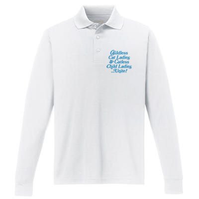 Childless Cat Ladies And Catless Child Ladies...Unite Kamala 2024 Performance Long Sleeve Polo