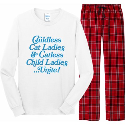 Childless Cat Ladies And Catless Child Ladies...Unite Kamala 2024 Long Sleeve Pajama Set