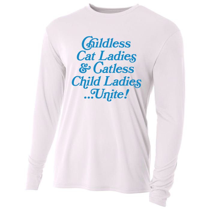 Childless Cat Ladies And Catless Child Ladies...Unite Kamala 2024 Cooling Performance Long Sleeve Crew