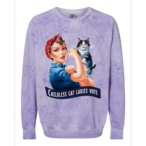 Childless Cat Ladies Vote Rosie The Riveter Colorblast Crewneck Sweatshirt