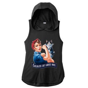 Childless Cat Ladies Vote Rosie The Riveter Ladies PosiCharge Tri-Blend Wicking Draft Hoodie Tank