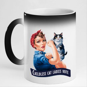 Childless Cat Ladies Vote Rosie The Riveter 11oz Black Color Changing Mug