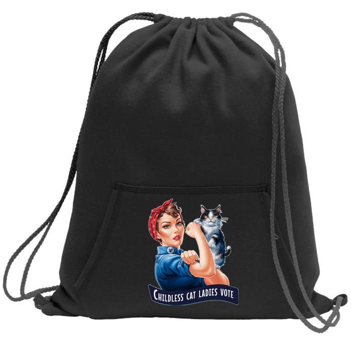 Childless Cat Ladies Vote Rosie The Riveter Sweatshirt Cinch Pack Bag