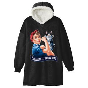 Childless Cat Ladies Vote Rosie The Riveter Hooded Wearable Blanket