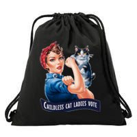 Childless Cat Ladies Vote Rosie The Riveter Drawstring Bag