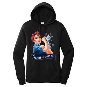 Childless Cat Ladies Vote Rosie The Riveter Women's Pullover Hoodie