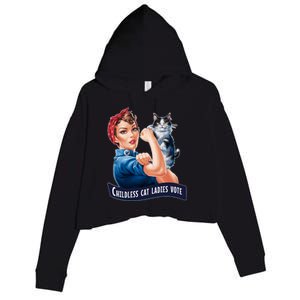 Childless Cat Ladies Vote Rosie The Riveter Crop Fleece Hoodie