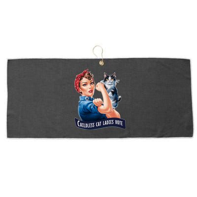 Childless Cat Ladies Vote Rosie The Riveter Large Microfiber Waffle Golf Towel