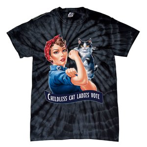 Childless Cat Ladies Vote Rosie The Riveter Tie-Dye T-Shirt