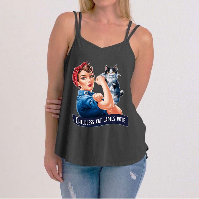 Childless Cat Ladies Vote Rosie The Riveter Women's Strappy Tank