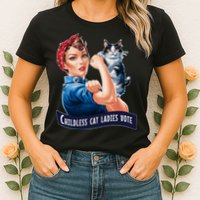 Childless Cat Ladies Vote Rosie The Riveter Womens T-Shirt