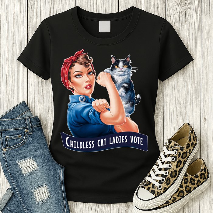 Childless Cat Ladies Vote Rosie The Riveter Womens T-Shirt