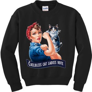 Childless Cat Ladies Vote Rosie The Riveter Kids Sweatshirt