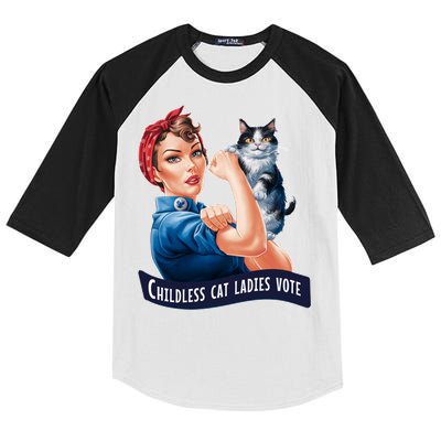 Childless Cat Ladies Vote Rosie The Riveter Kids Colorblock Raglan Jersey