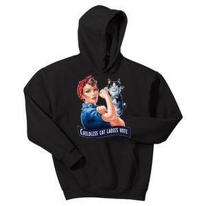 Childless Cat Ladies Vote Rosie The Riveter Kids Hoodie