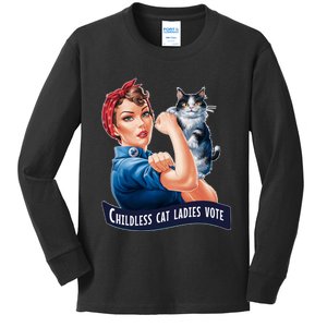 Childless Cat Ladies Vote Rosie The Riveter Kids Long Sleeve Shirt