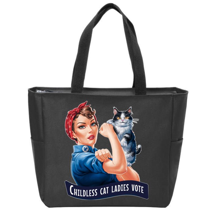 Childless Cat Ladies Vote Rosie The Riveter Zip Tote Bag