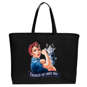 Childless Cat Ladies Vote Rosie The Riveter Cotton Canvas Jumbo Tote