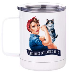 Childless Cat Ladies Vote Rosie The Riveter 12 oz Stainless Steel Tumbler Cup