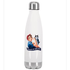 Childless Cat Ladies Vote Rosie The Riveter Stainless Steel Insulated Water Bottle