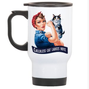 Childless Cat Ladies Vote Rosie The Riveter Stainless Steel Travel Mug