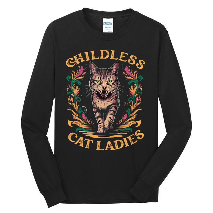 Childless Cat Ladies Feminist Childless Cat Ladies 2024 Tall Long Sleeve T-Shirt