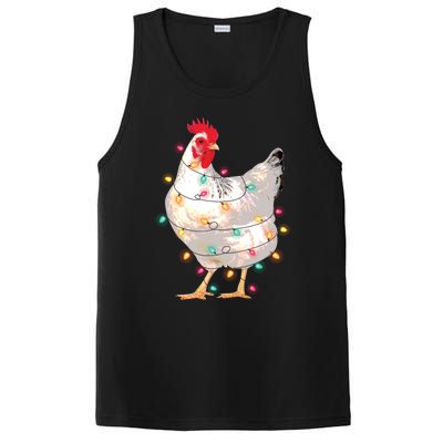 Chicken Christmas Lights With Santa Hat Funny Pajamas Gift PosiCharge Competitor Tank