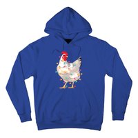 Chicken Christmas Lights With Santa Hat Funny Pajamas Gift Hoodie