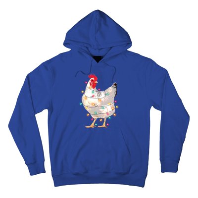 Chicken Christmas Lights With Santa Hat Funny Pajamas Gift Hoodie