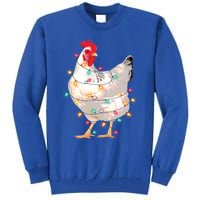 Chicken Christmas Lights With Santa Hat Funny Pajamas Gift Tall Sweatshirt