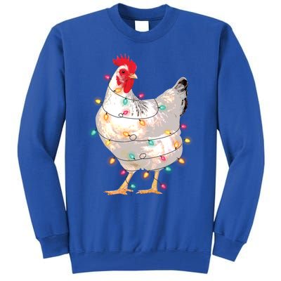 Chicken Christmas Lights With Santa Hat Funny Pajamas Gift Tall Sweatshirt