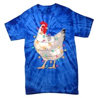 Chicken Christmas Lights With Santa Hat Funny Pajamas Gift Tie-Dye T-Shirt