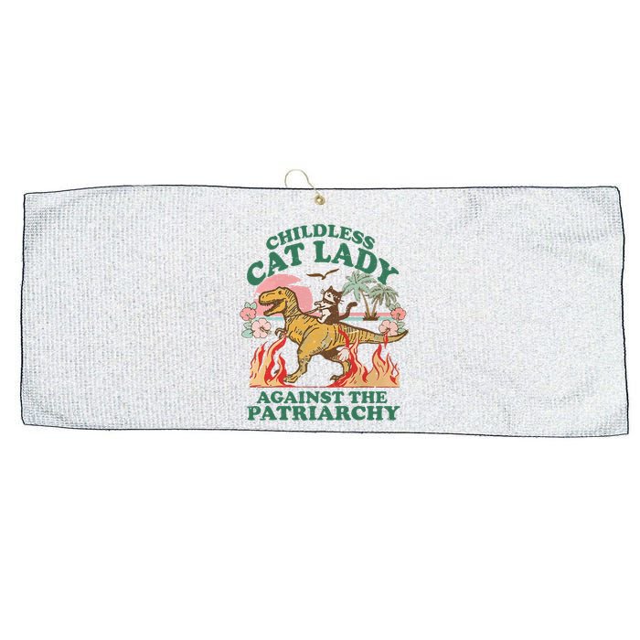 Childless Cat Lady Against The Patriarchy Kamala Harris 2024 Large Microfiber Waffle Golf Towel