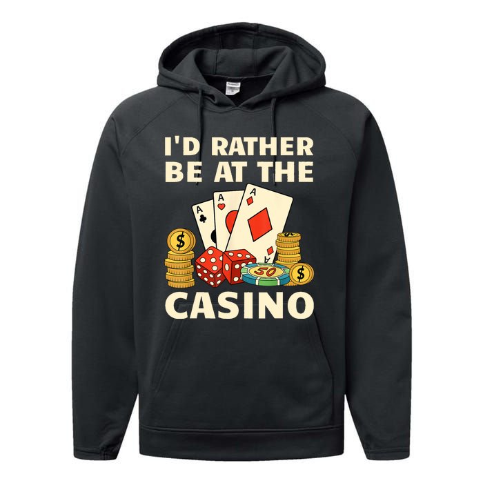 Cool Casino Lover Art For Women Casino Gambling Gambler Performance Fleece Hoodie