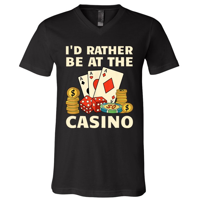 Cool Casino Lover Art For Women Casino Gambling Gambler V-Neck T-Shirt