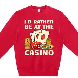 Cool Casino Lover Art For Women Casino Gambling Gambler Premium Crewneck Sweatshirt