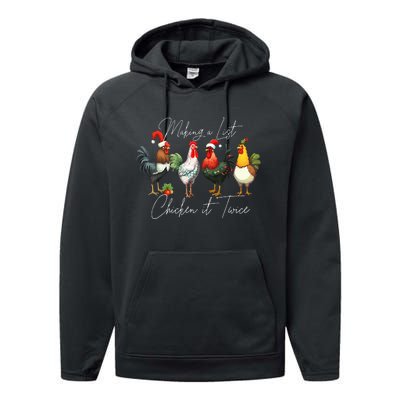 Christmas Chicken Lover Xmas Santa Hat Light  Performance Fleece Hoodie