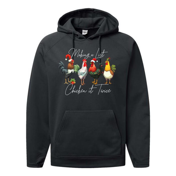 Christmas Chicken Lover Xmas Santa Hat Light  Performance Fleece Hoodie