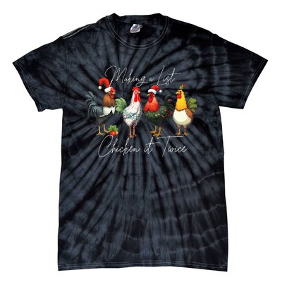 Christmas Chicken Lover Xmas Santa Hat Light  Tie-Dye T-Shirt