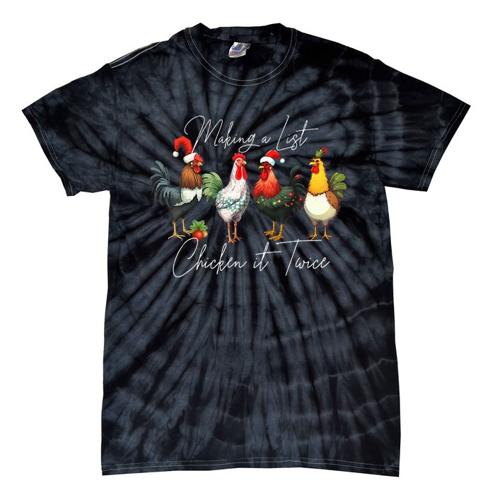 Christmas Chicken Lover Xmas Santa Hat Light  Tie-Dye T-Shirt