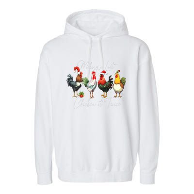 Christmas Chicken Lover Xmas Santa Hat Light  Garment-Dyed Fleece Hoodie