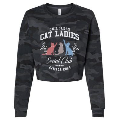 Childless Cat Ladies Social Club Voting Kamala Election 2024 Cropped Pullover Crew