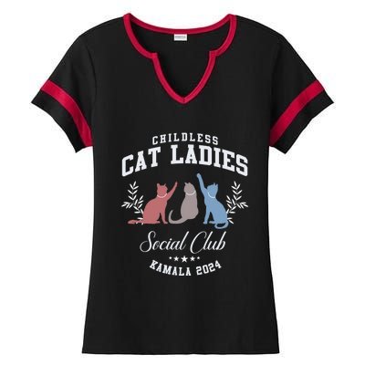 Childless Cat Ladies Social Club Voting Kamala Election 2024 Ladies Halftime Notch Neck Tee