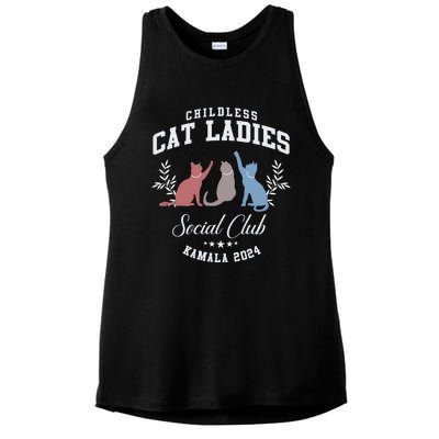 Childless Cat Ladies Social Club Voting Kamala Election 2024 Ladies PosiCharge Tri-Blend Wicking Tank