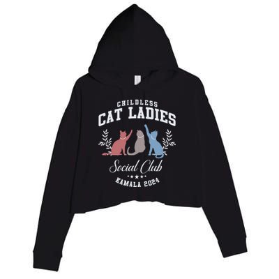 Childless Cat Ladies Social Club Voting Kamala Election 2024 Crop Fleece Hoodie