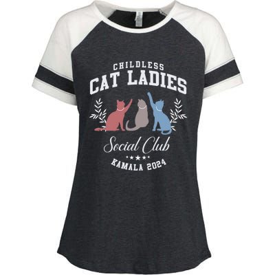 Childless Cat Ladies Social Club Voting Kamala Election 2024 Enza Ladies Jersey Colorblock Tee